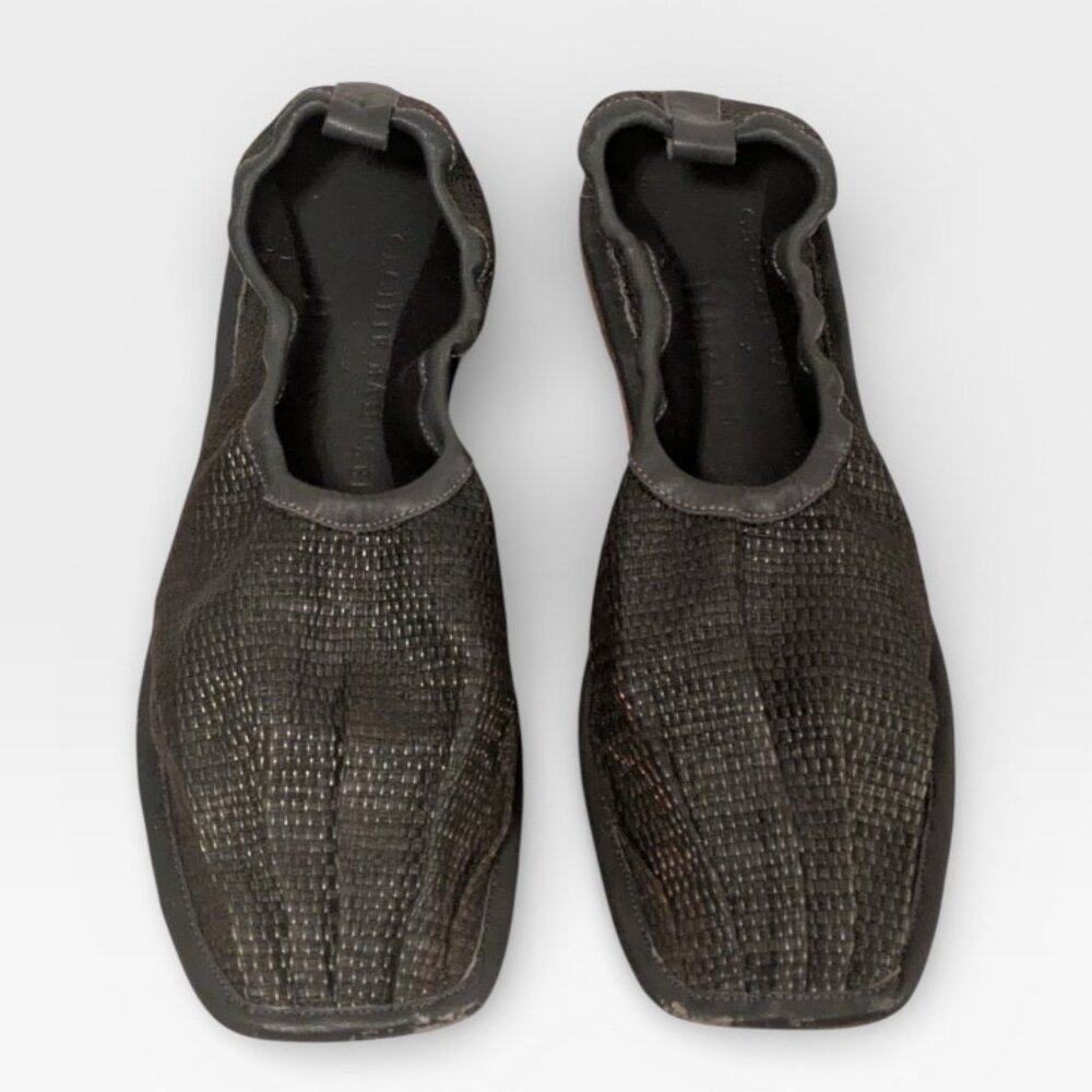 Hereu x Cecilie Bahnsen Raffia Leather Trim Embellishment Flats sz 36 / 5.5